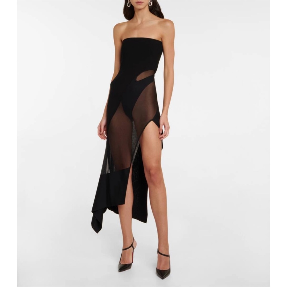 Mugler semi-sheer strapless dress